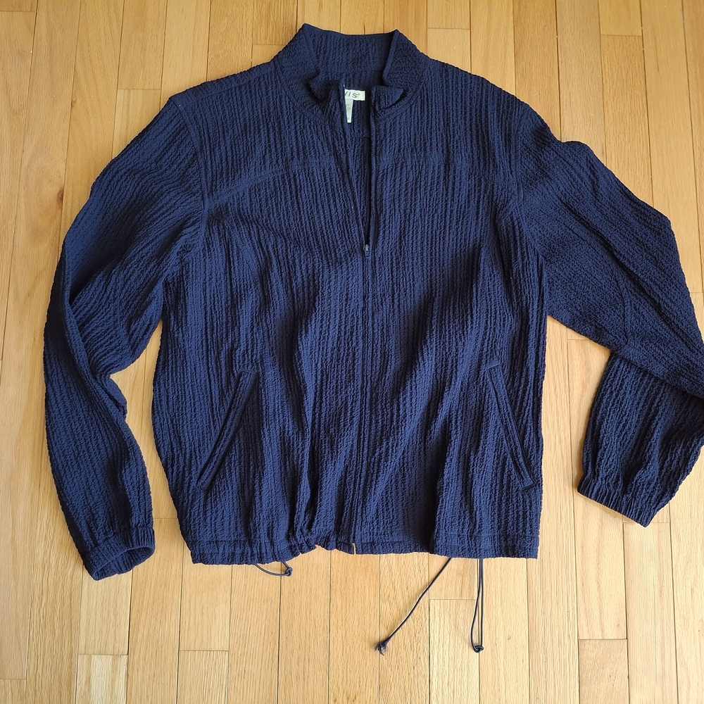 Orvis Women's Navy Blue Full Zip Rayon Light Textured Jacket Medium Petiite